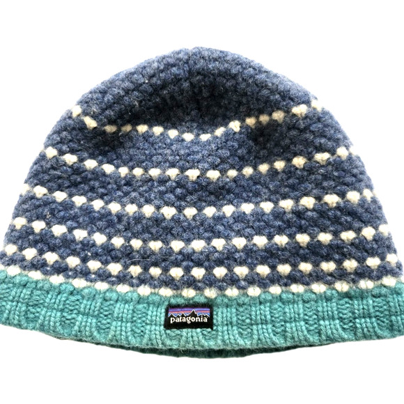 Women's PATAGONIA Wool Knit Beanie Fleece Inside Ski Cap Beanie - Picture 1 of 5